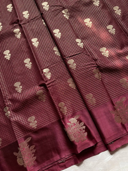 Banarasi Crepe Silk Saree – Cocoa Maroon