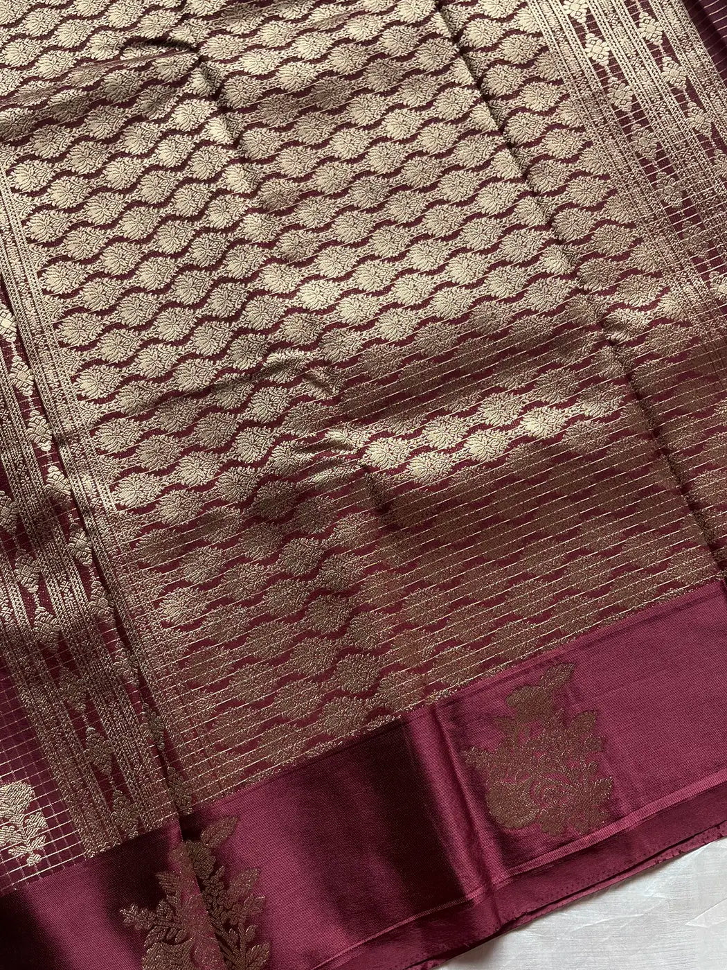 Banarasi Crepe Silk Saree – Cocoa Maroon