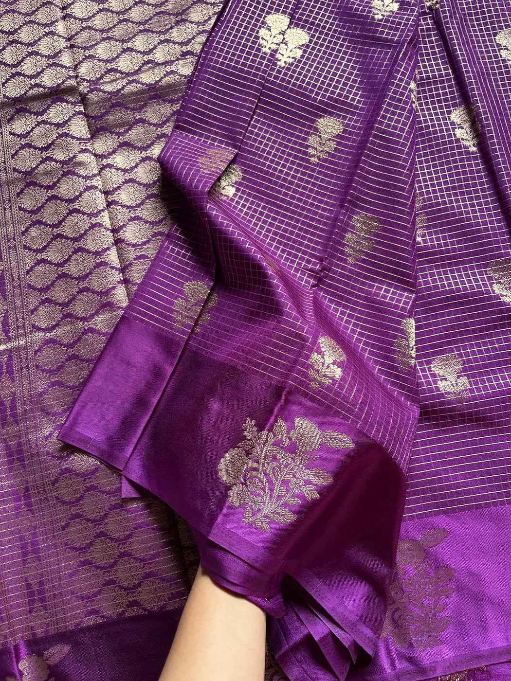 Banarasi Crepe Silk Saree – Mulberry Purple