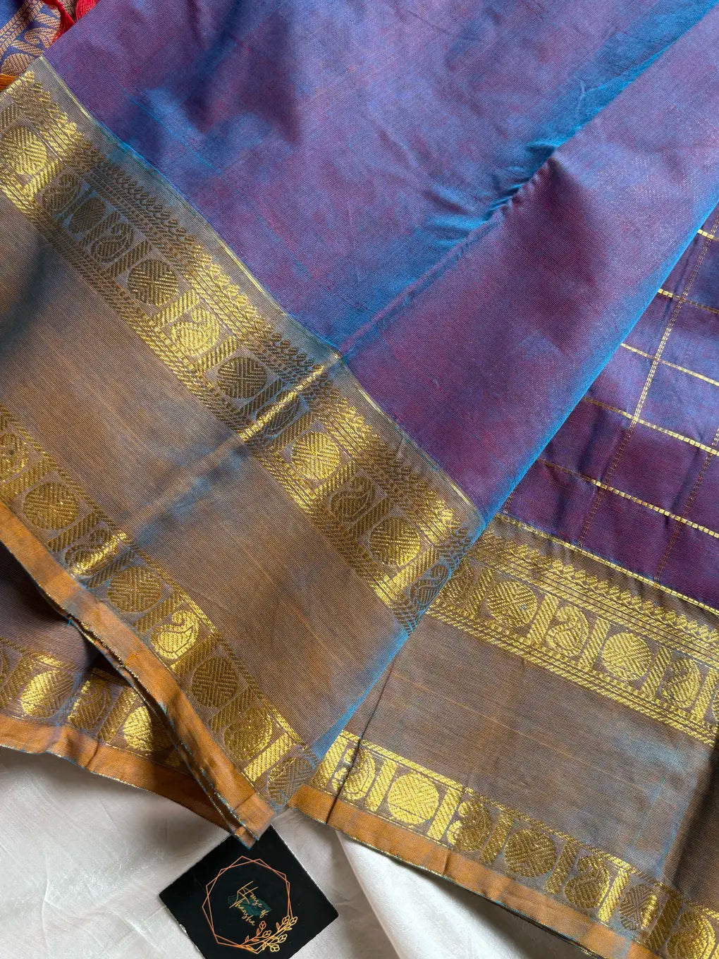 Pastel purple Zari Checks Kanchi Cotton Saree | House of Thansha