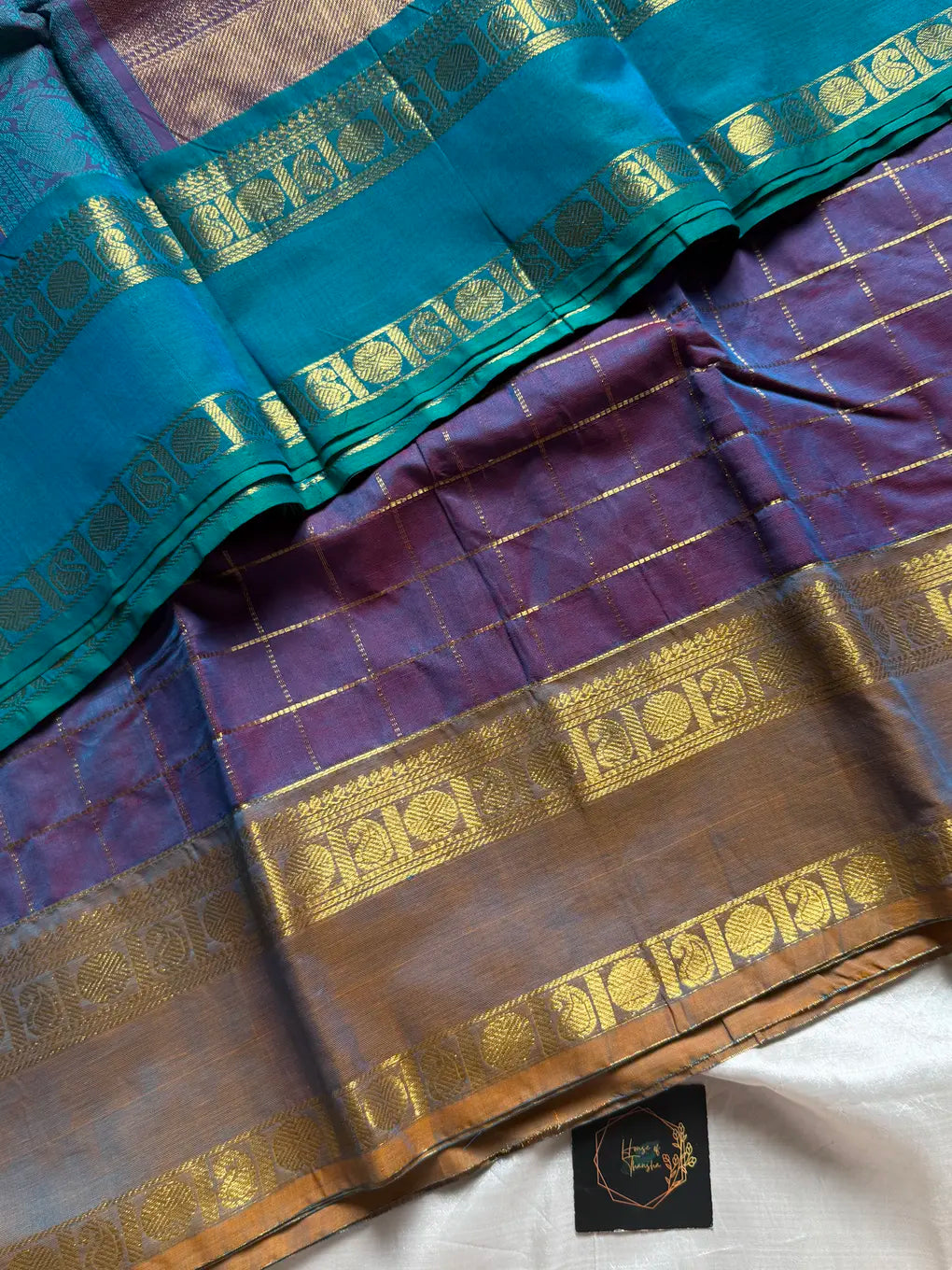 Pastel purple Zari Checks Kanchi Cotton Saree | House of Thansha