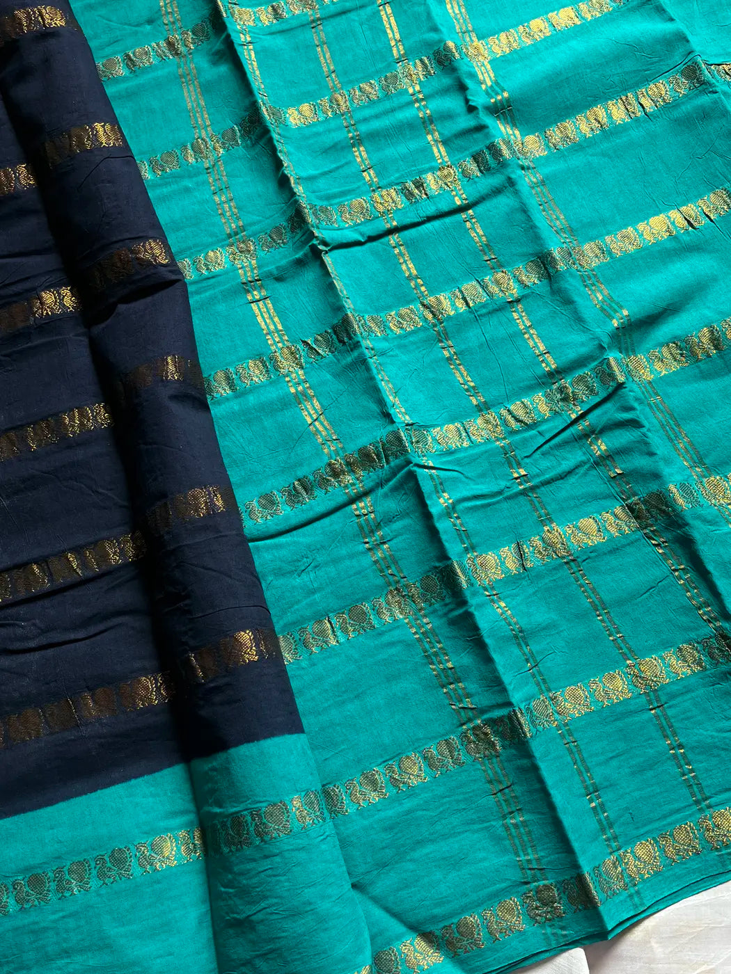 Sungudi Cotton Saree - Blue