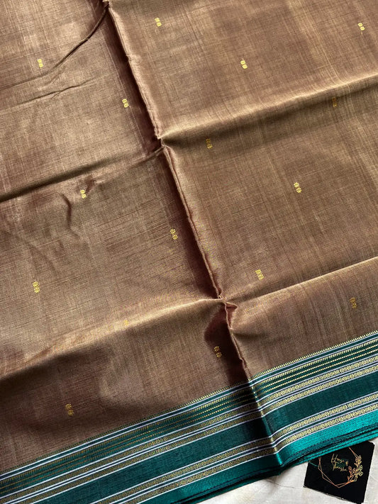 Vegan Silk Saree – Ash Taupe | Handloom Art Silk