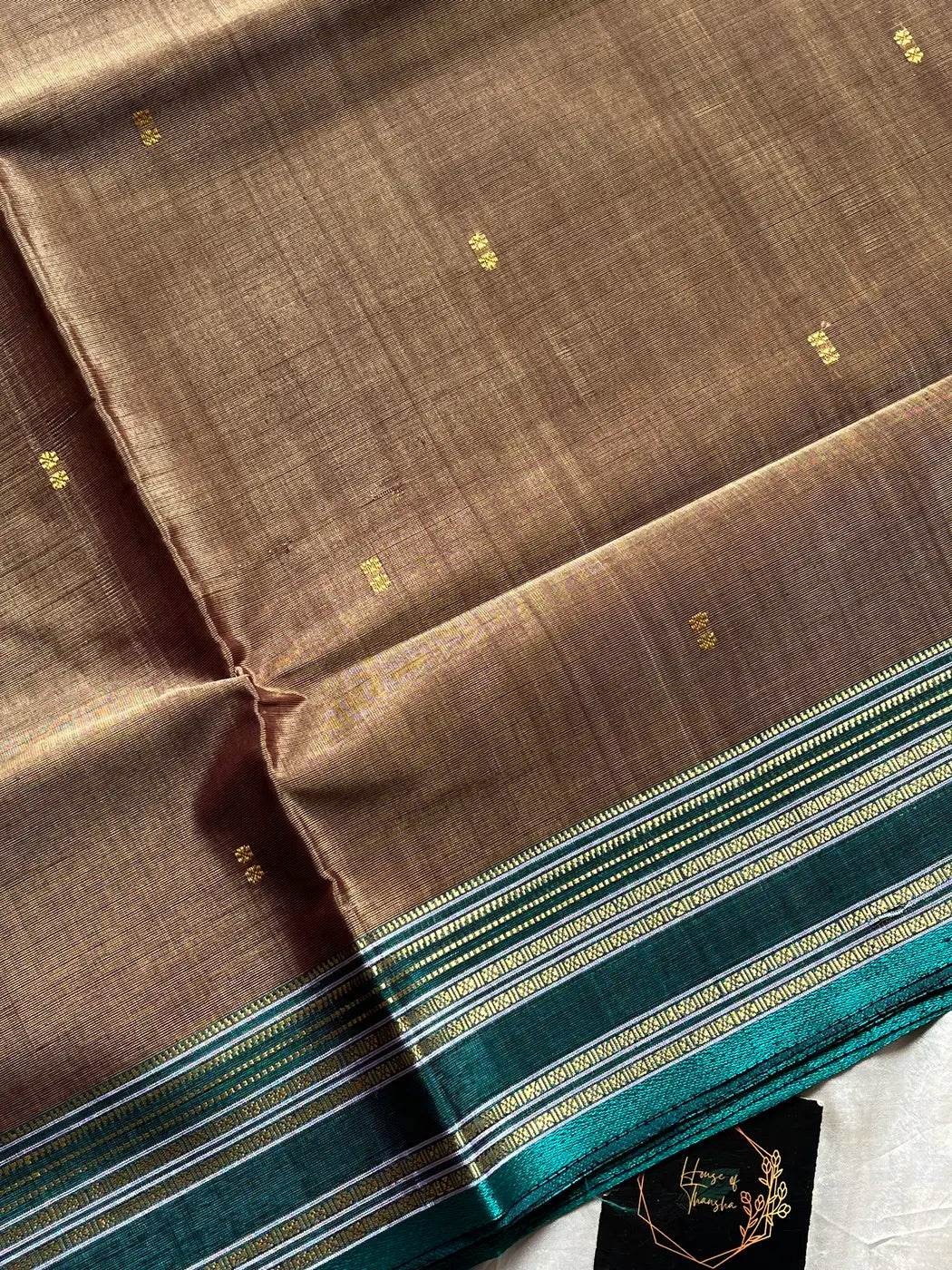 Vegan Silk Saree – Ash Taupe | Handloom Art Silk
