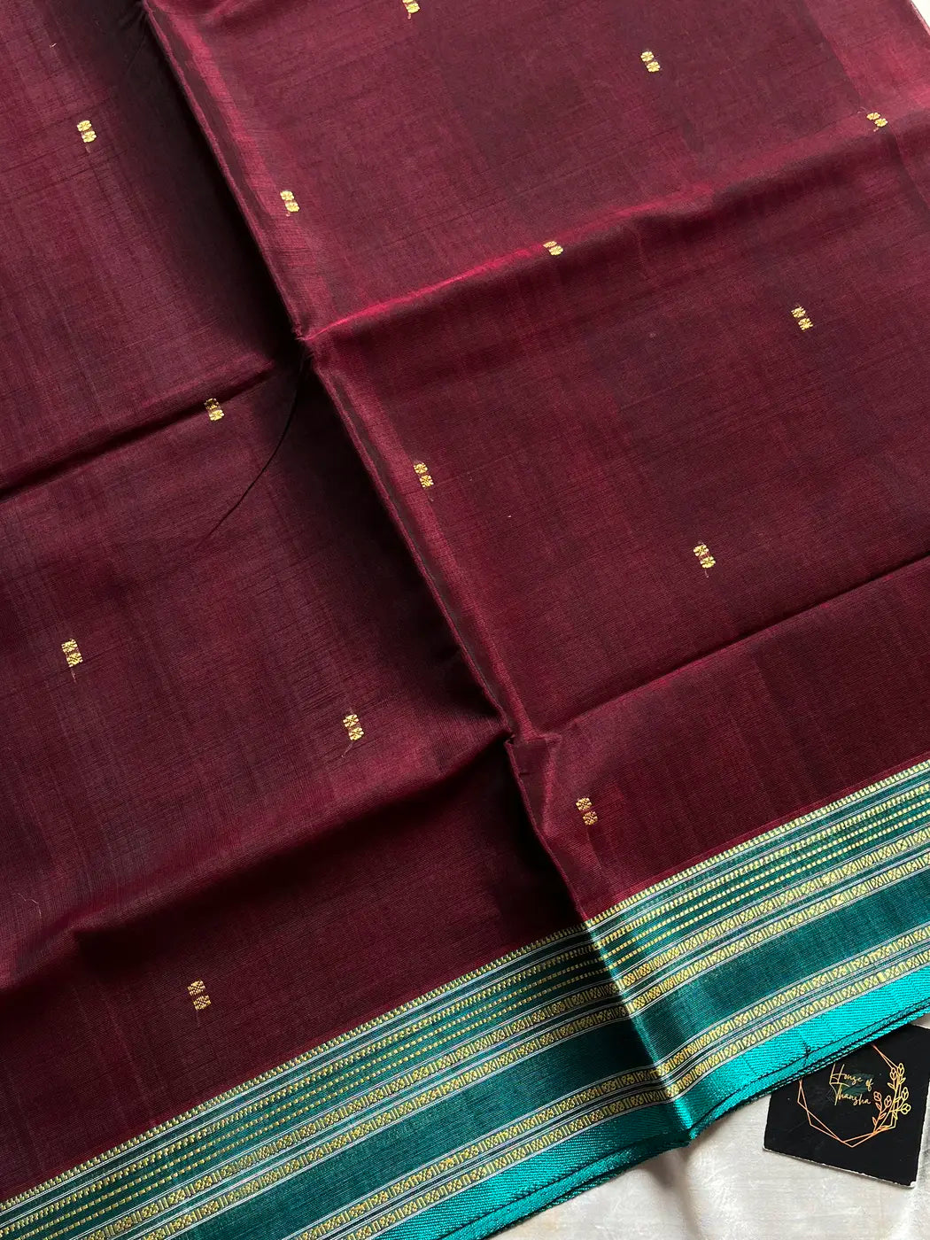 Vegan Silk Saree – Maroon & Blue | Handloom Art Silk