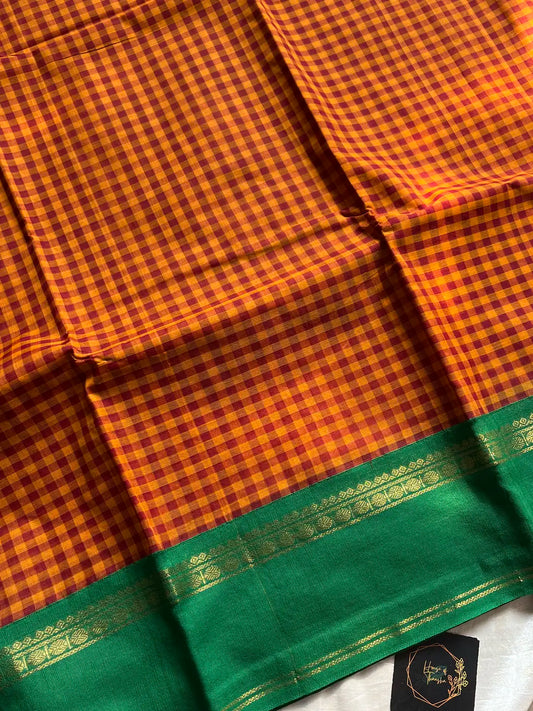 Maragatham – Korvai Kattam Chettinadu Cotton Saree