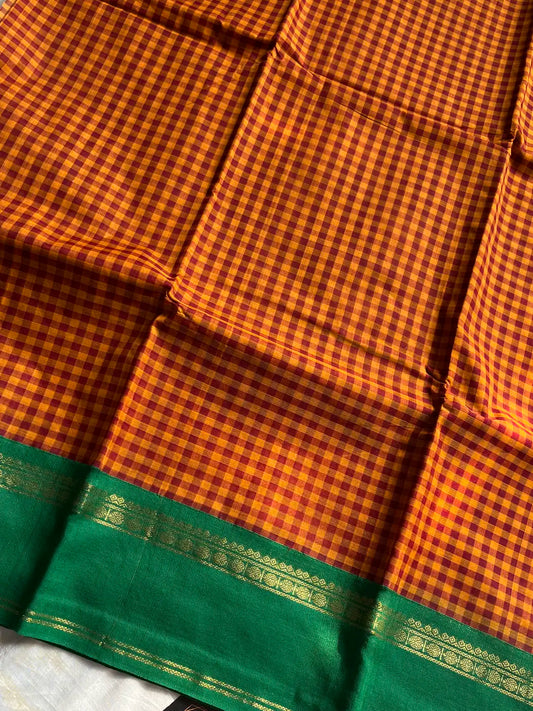 Maragatham – Korvai Kattam Chettinadu Cotton Saree