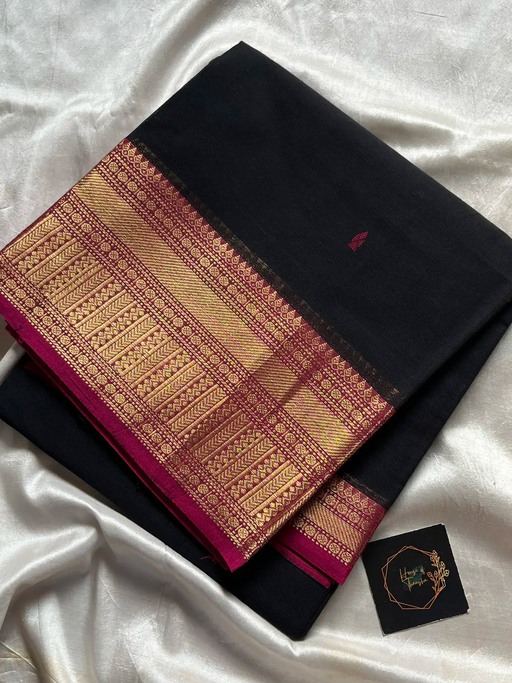 Subtle Weaves | Black & Pink Chettinadu Cotton Saree