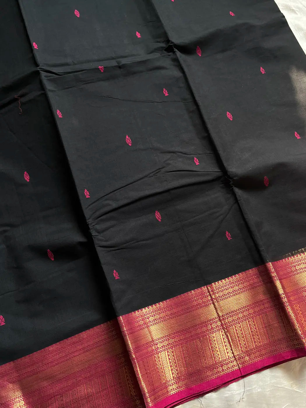 Subtle Weaves | Black & Pink Chettinadu Cotton Saree
