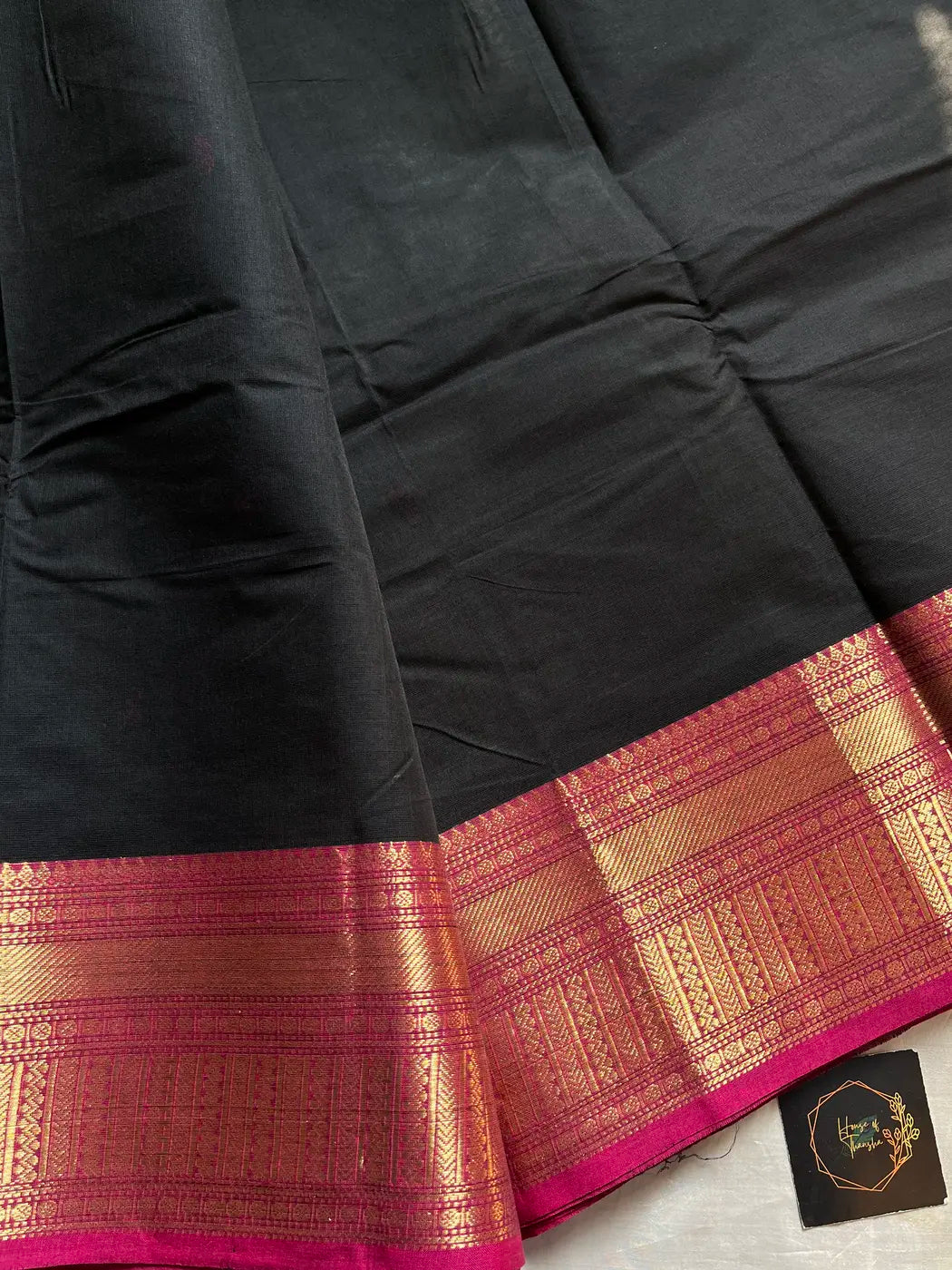 Subtle Weaves | Black & Pink Chettinadu Cotton Saree