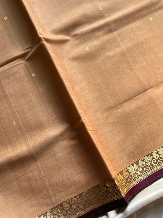 Vegan Silk Saree – Beige Handloom Silk