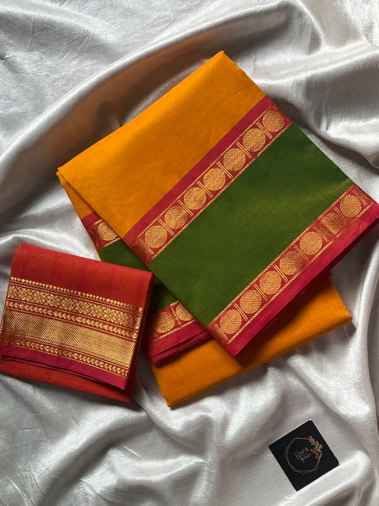 Mango yellow Kanchi cotton saree