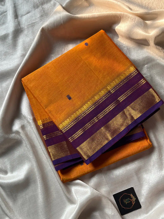 Vintage Loom Edit | Yellowish Orange Chettinadu Cotton Saree