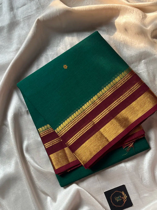 Vintage Loom Edit | Emerald Green Chettinadu Cotton Saree