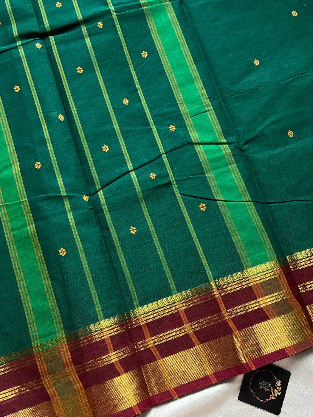 Vintage Loom Edit | Emerald Green Chettinadu Cotton Saree