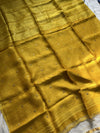 Yellow matka silk saree with gini weave and muslin pallu – House of Thansha