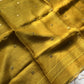Yellow matka silk saree with gini weave and muslin pallu – House of Thansha