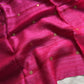 Rani pink matka silk saree with gini weave and muslin pallu – House of Thansha