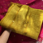 Yellow matka silk saree with gini weave and muslin pallu – House of Thansha