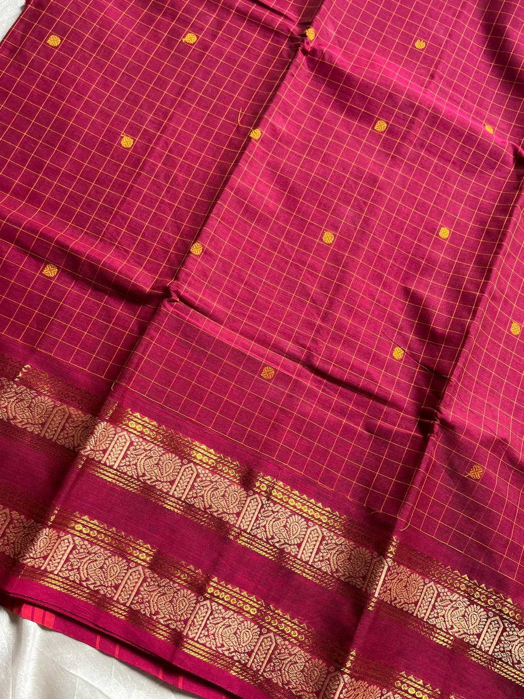 Kattam Edit – Dark Pink Checked Chettinadu Cotton