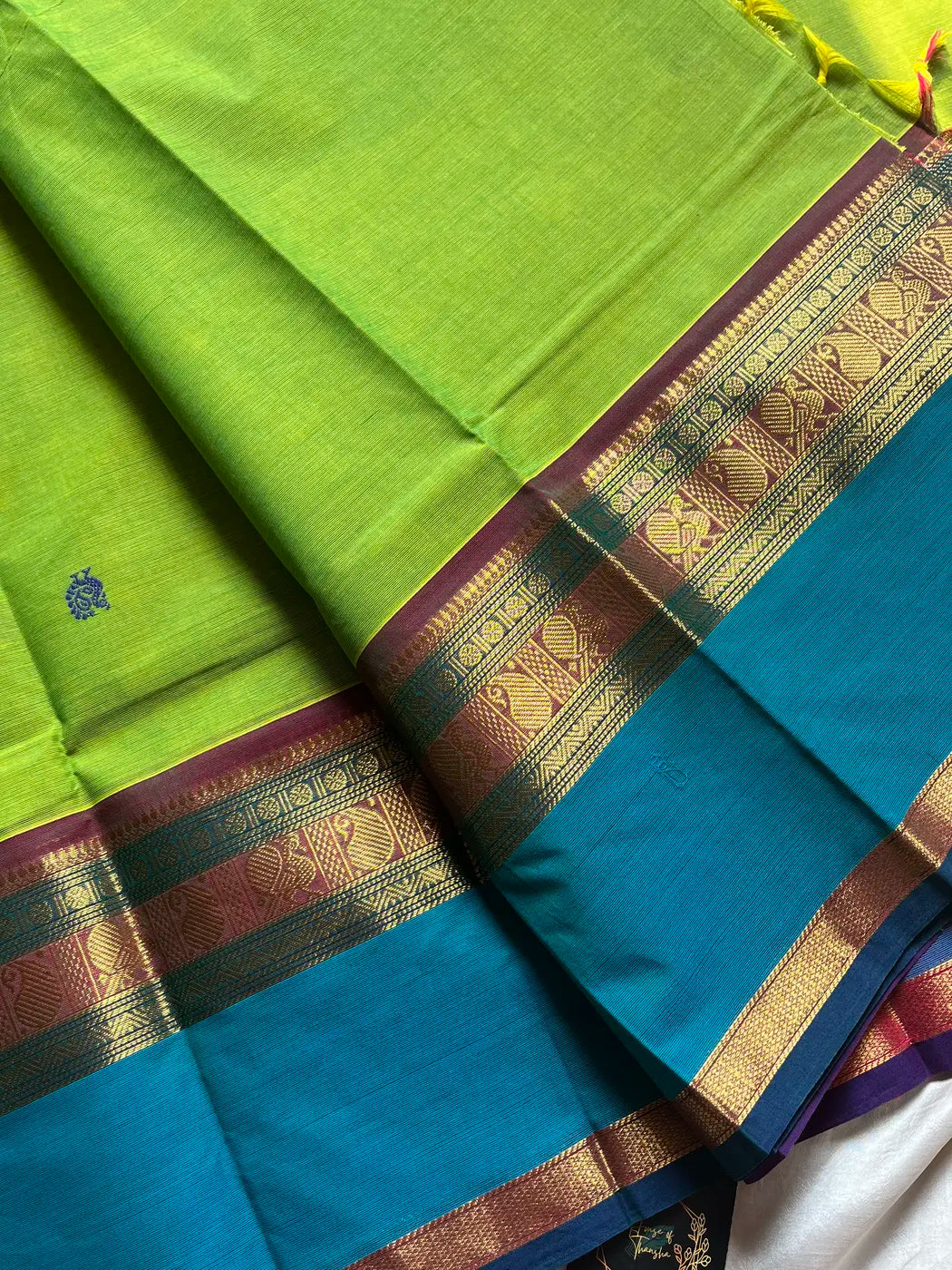 Throne Edit – Parrot Green Kanchi Cotton Saree