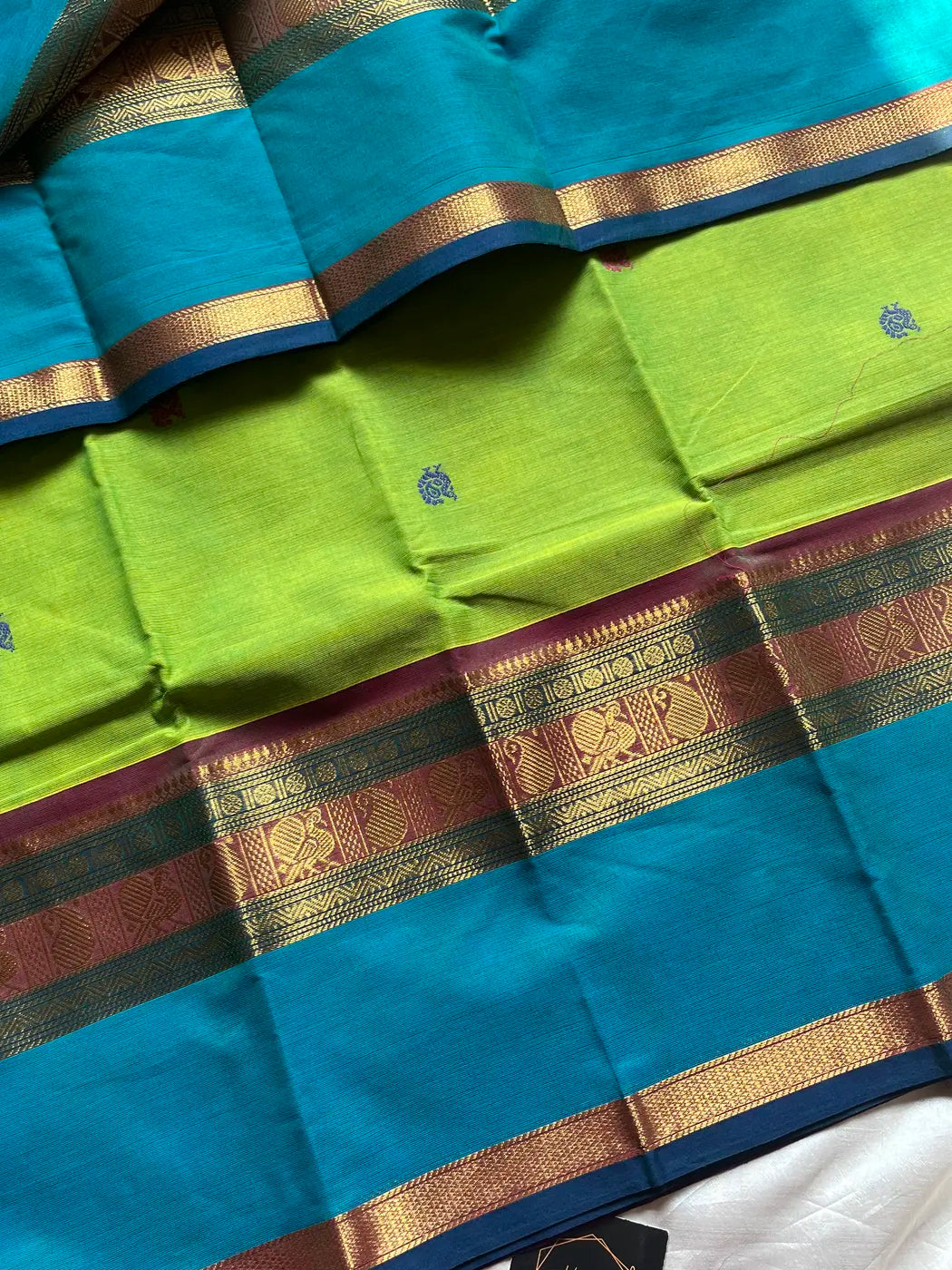 Throne Edit – Parrot Green Kanchi Cotton Saree