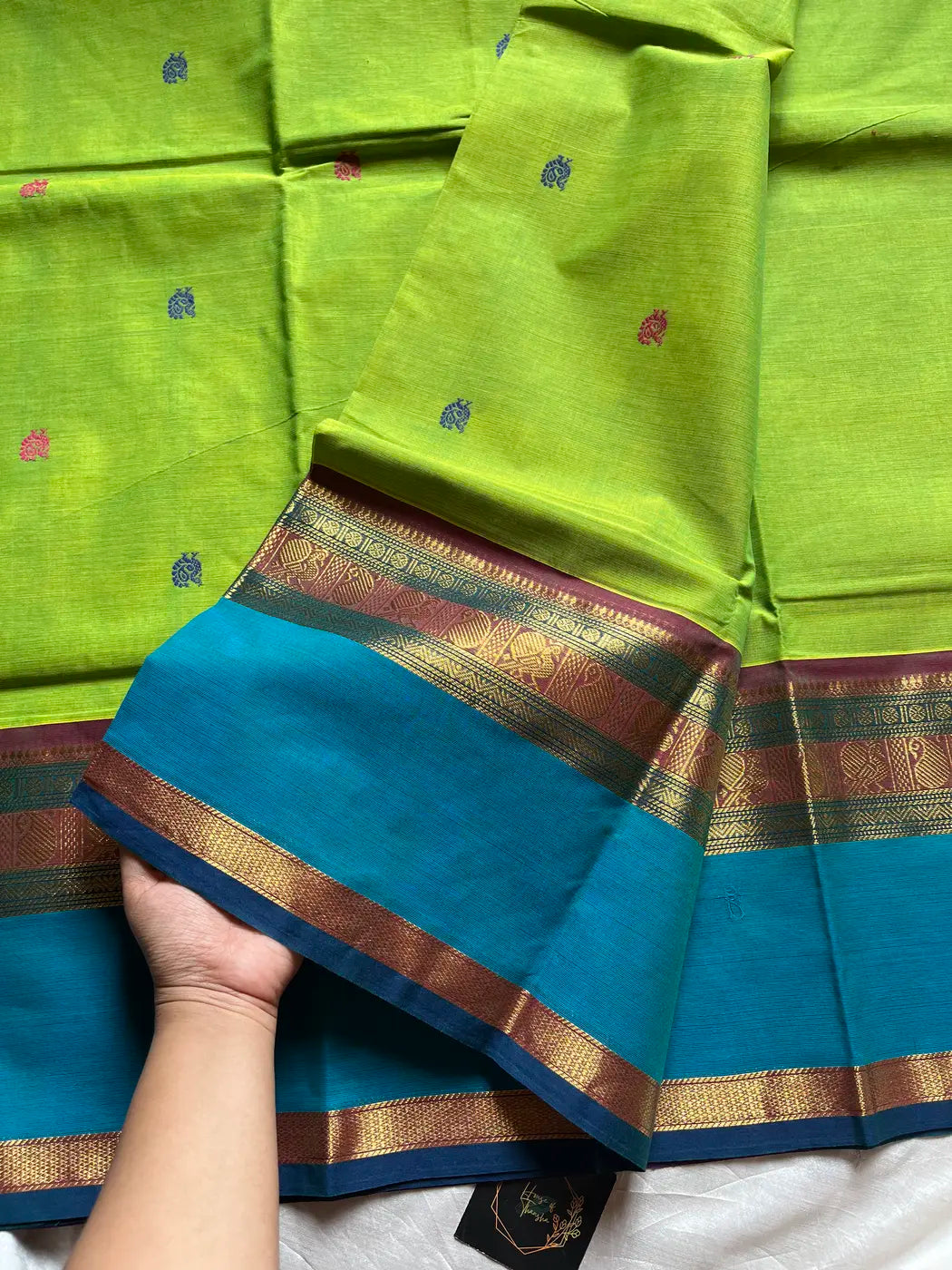Throne Edit – Parrot Green Kanchi Cotton Saree