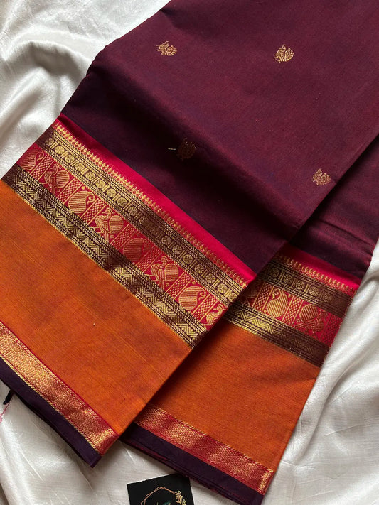 Throne Edit – Maroon Kanchi Cotton Saree