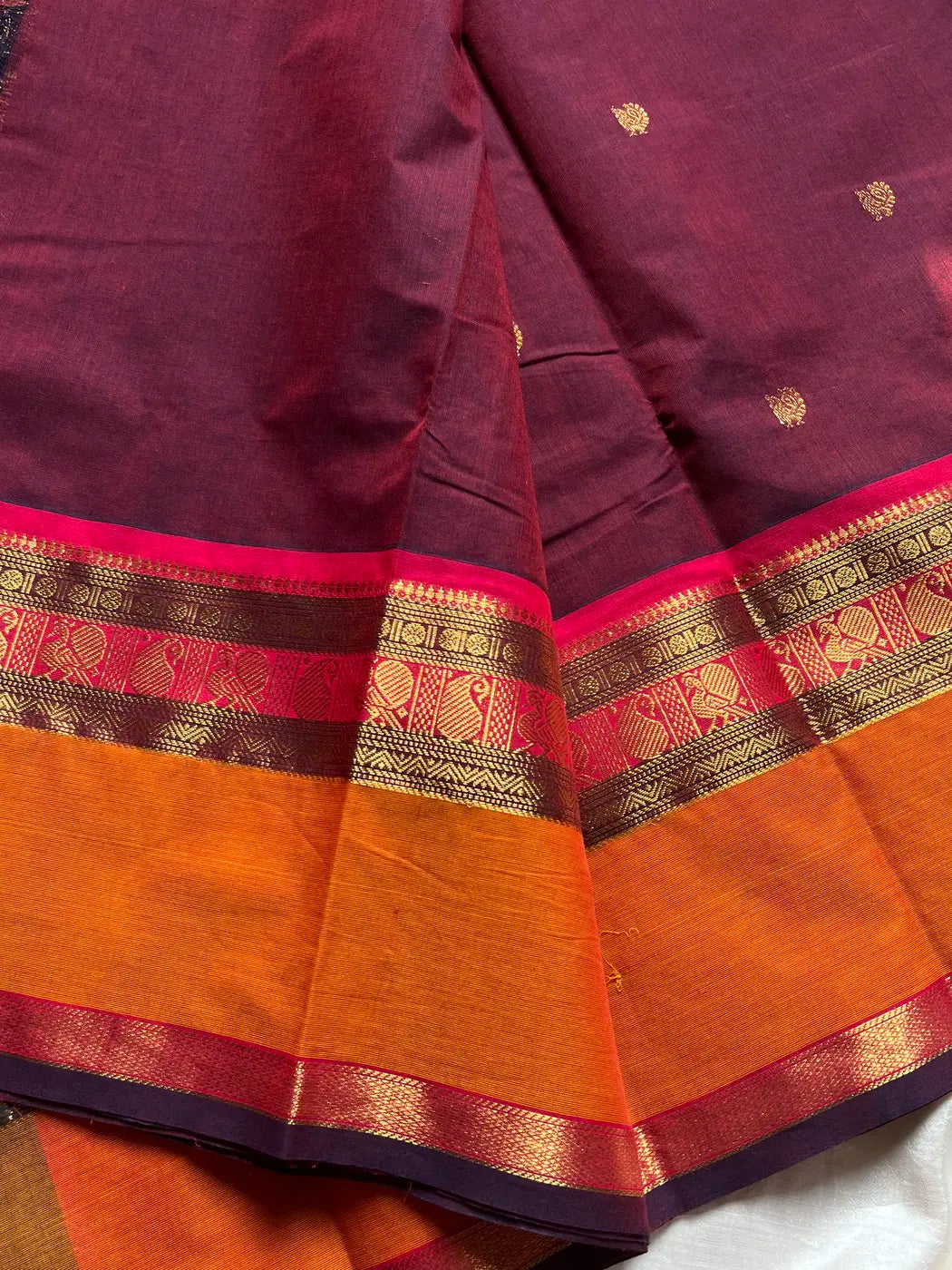 Throne Edit – Maroon Kanchi Cotton Saree