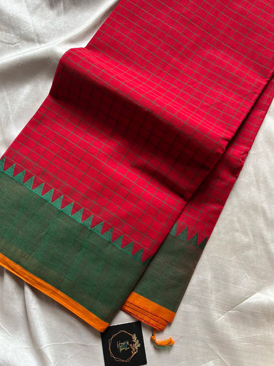Kattam Edit – Red Kanchi Cotton Saree