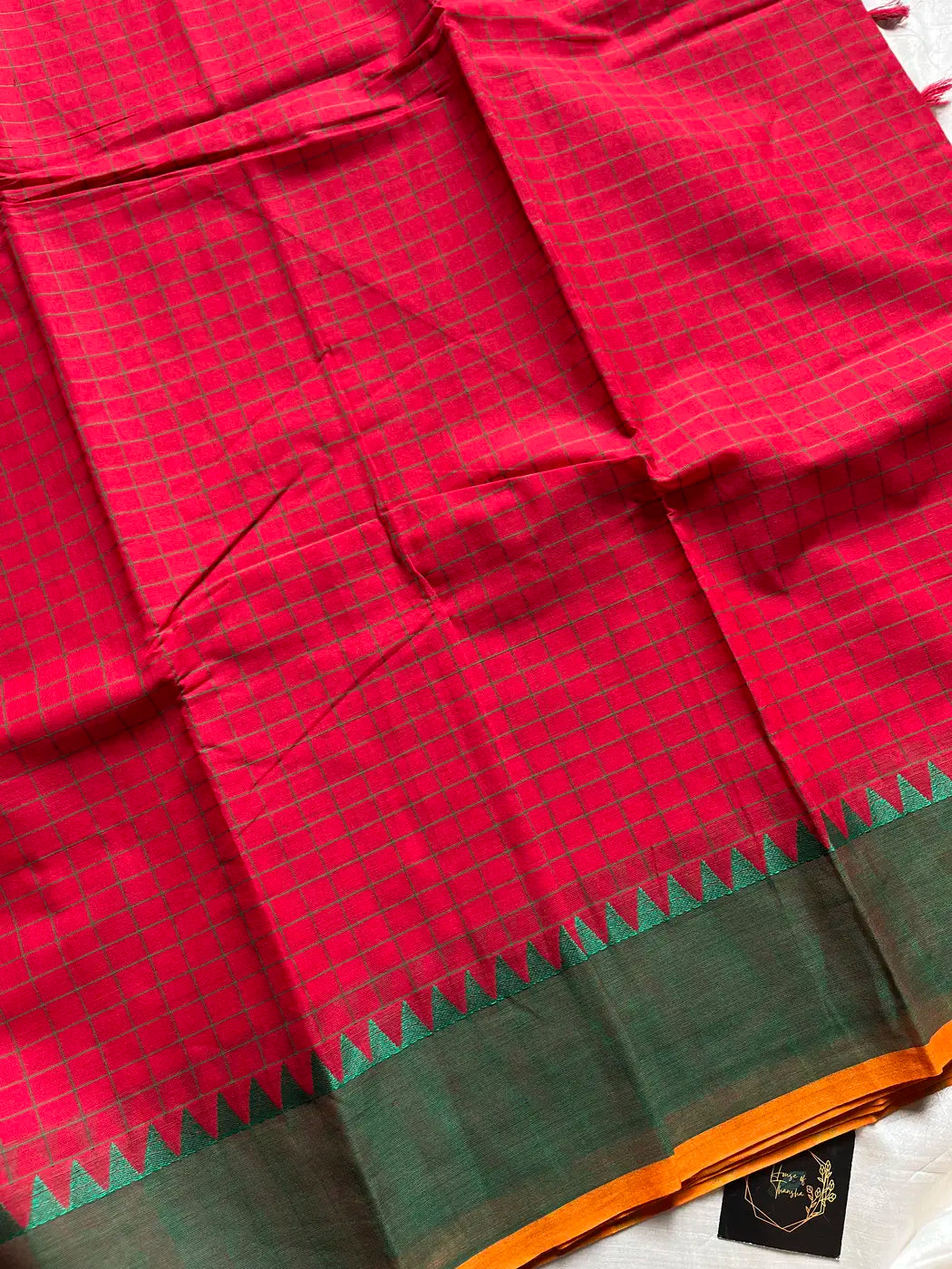 Kattam Edit – Red Kanchi Cotton Saree