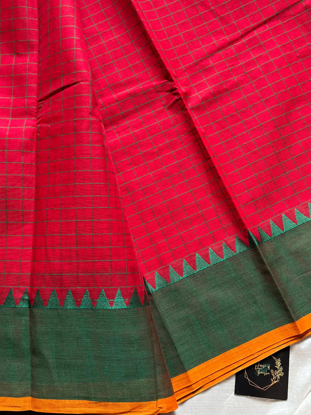 Kattam Edit – Red Kanchi Cotton Saree