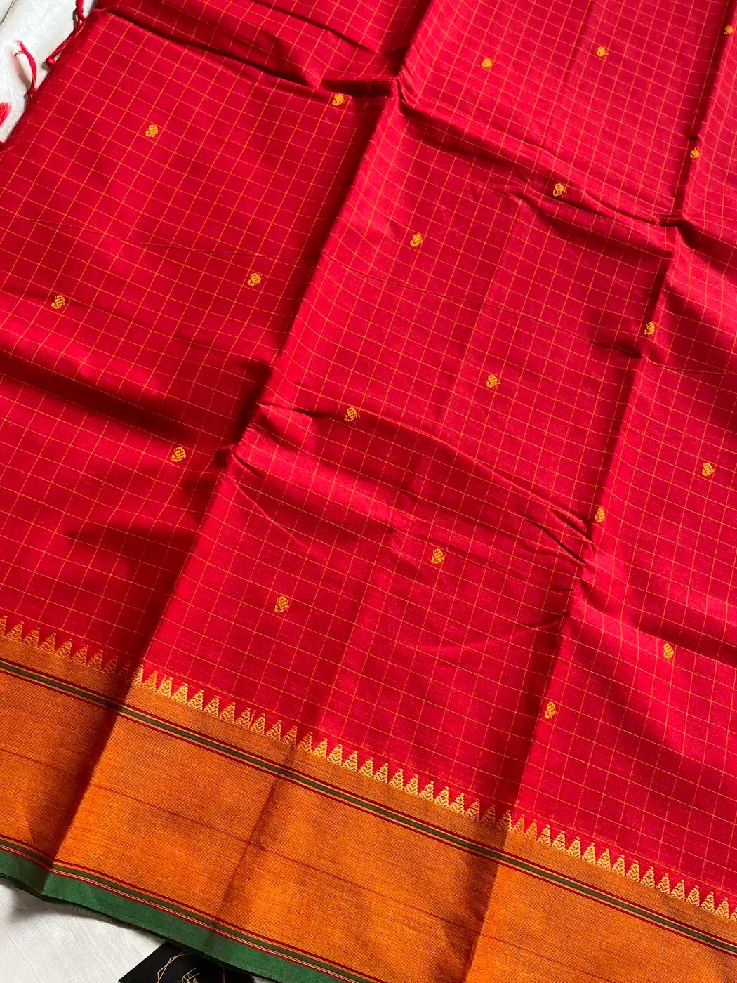 Kattam Edit – Red Kanchi Cotton Saree
