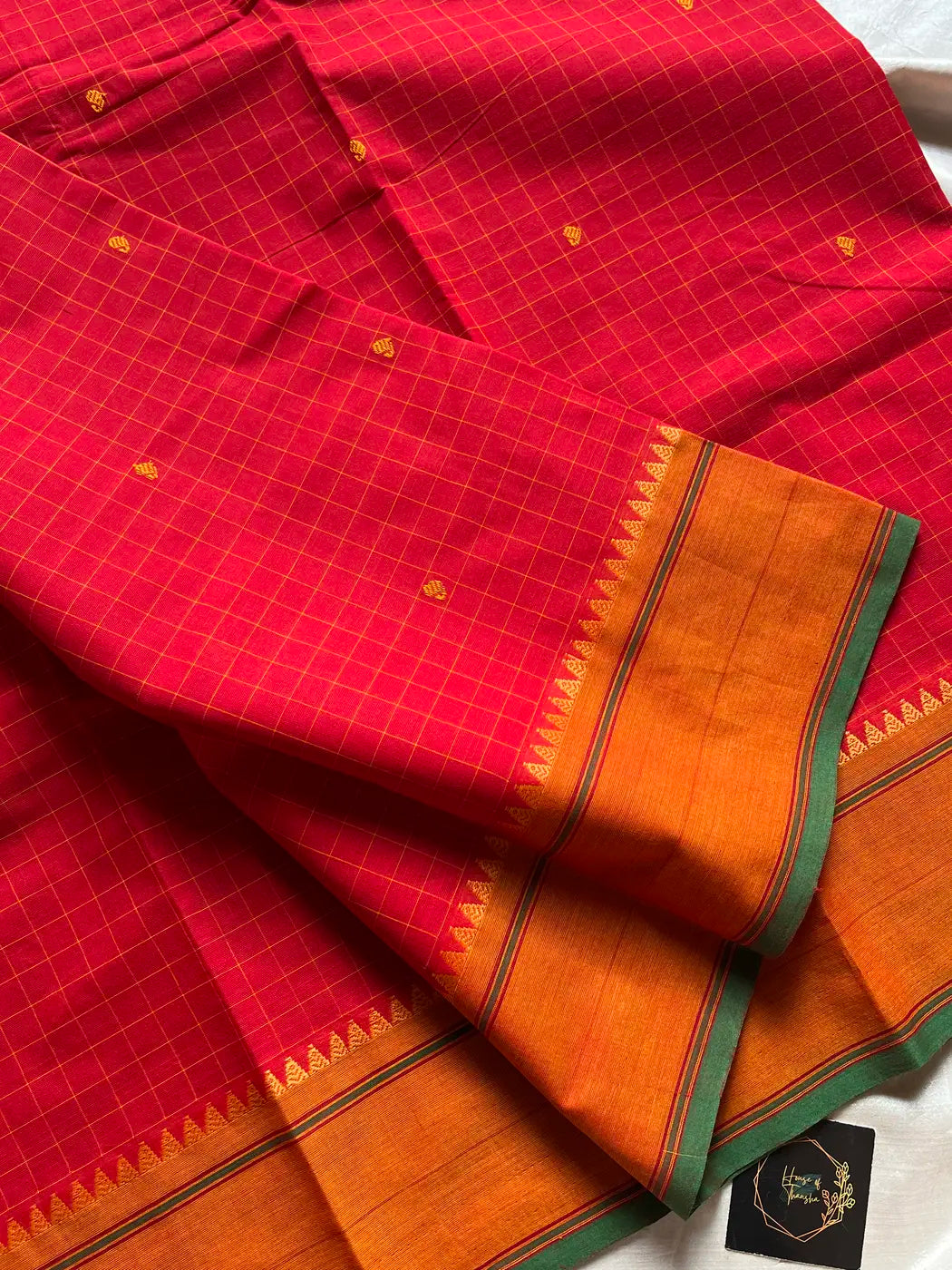 Kattam Edit – Red Kanchi Cotton Saree