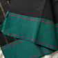 Subtle Weaves Black Chettinadu Cotton Saree with Elegant Border – Handwoven premium cotton saree by House of Thansha