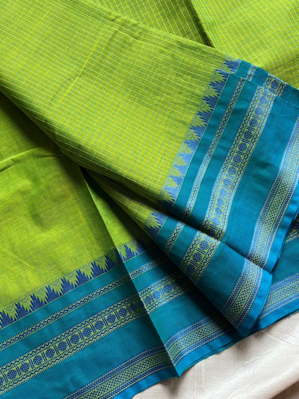 Royal Kattam – Green Chettinadu Cotton Saree
