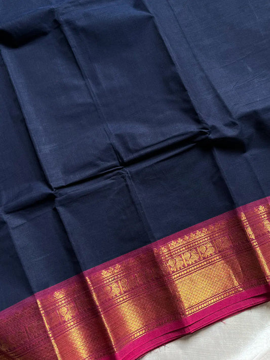 Subtle Weaves | Blue Kanchi Cotton Saree
