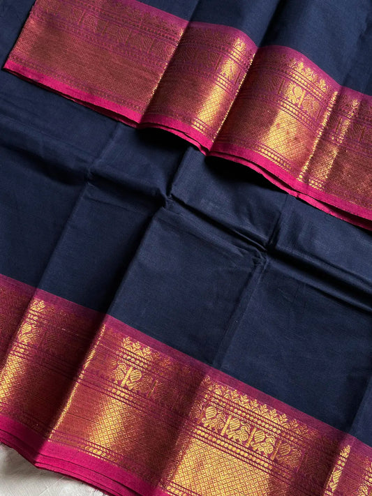 Subtle Weaves | Blue Kanchi Cotton Saree