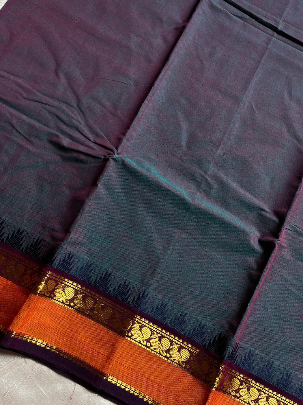 Subtle Weaves | Slate Teal Kanchi Cotton Saree