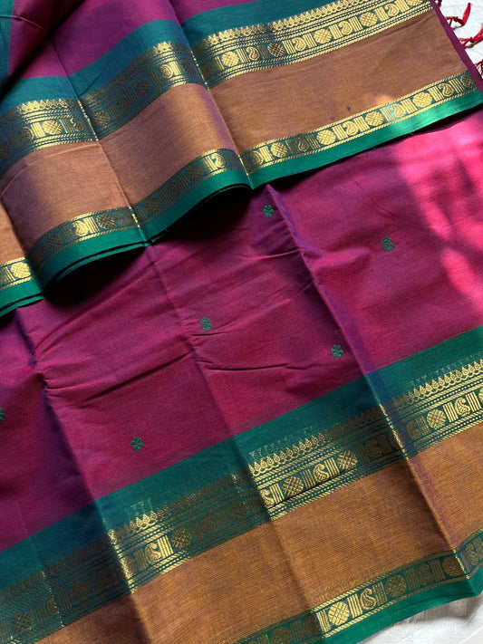 Subtle Weaves | Plum Pink Kanchi Cotton Saree