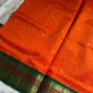 Orange & Green Pure Handloom Kanchi Silk-Cotton Saree with Rich Zari – Pattu Nool Edit by House of Thansha