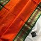 Orange & Green Pure Handloom Kanchi Silk-Cotton Saree with Rich Zari – Pattu Nool Edit by House of Thansha