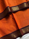 Minimal Border Edit - Orange Cotton Saree