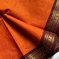 Minimal Border Edit - Orange Cotton Saree