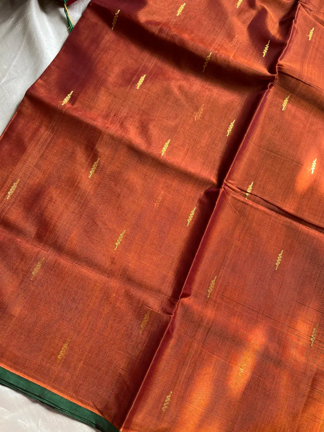 Vegan Silk Saree – Burnt Copper | Handloom Art Silk
