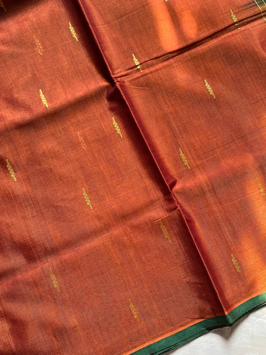 Vegan Silk Saree – Burnt Copper | Handloom Art Silk