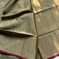 Vegan Silk Saree – Olive Ash | Handloom Art Silk