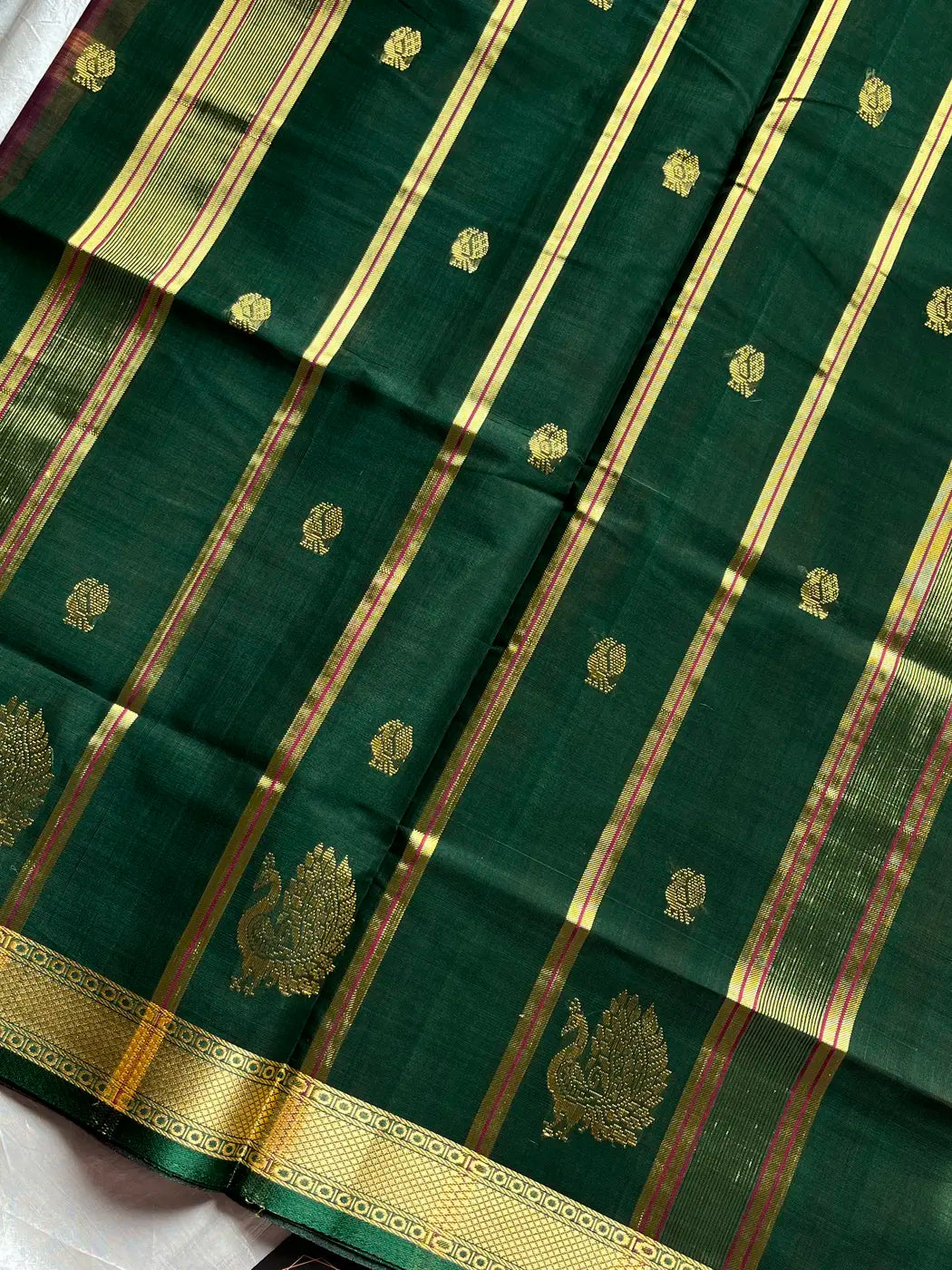 Vegan Silk Saree – Blushcopper & Green | Handloom Art Silk