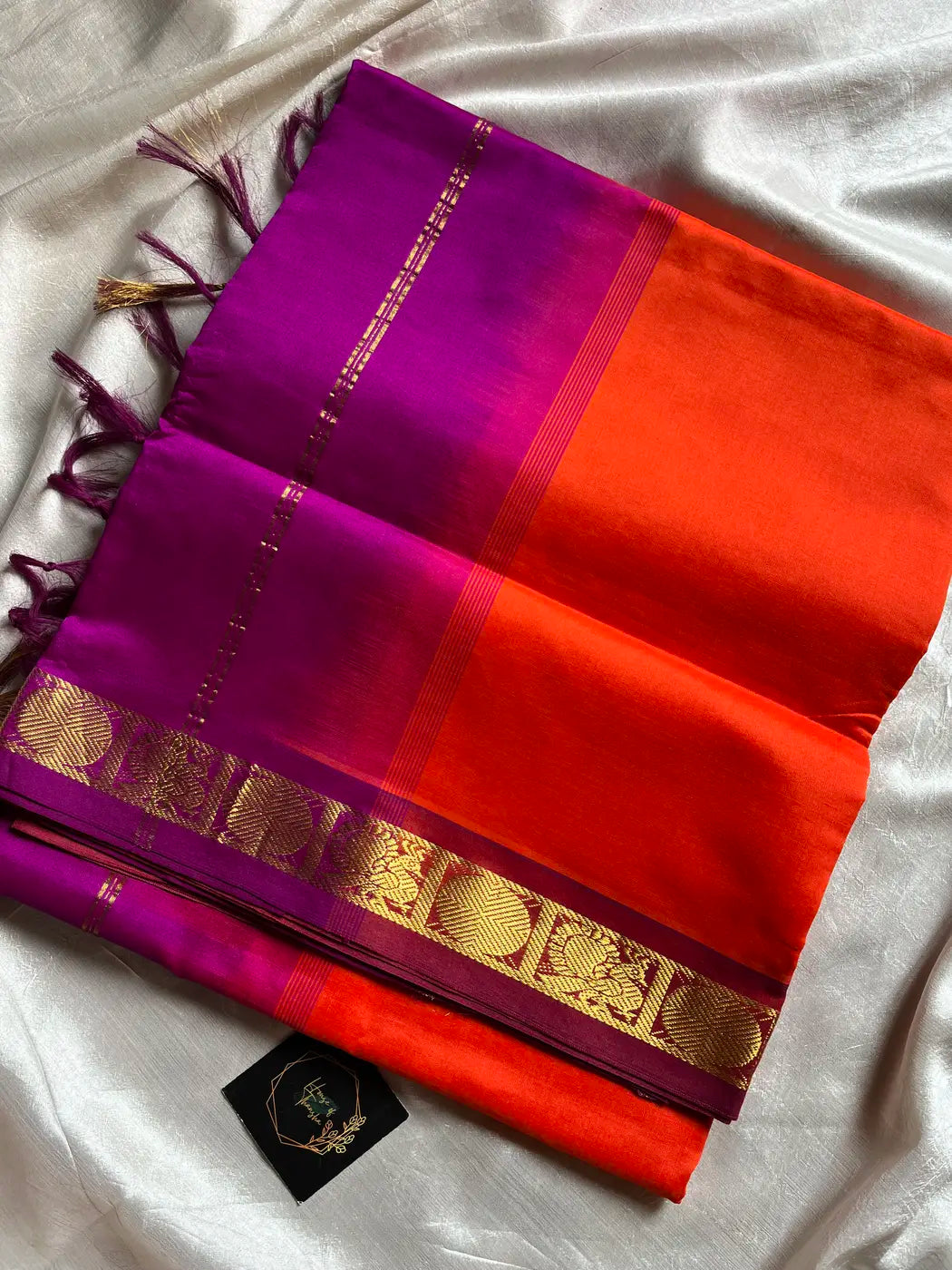 Pattu Nool Edit - Handloom Kanchi Silk Cotton Saree – Orange