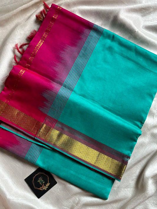 Pattu Nool Edit - Handloom Kanchi Silk Cotton Saree – Vintage Blue